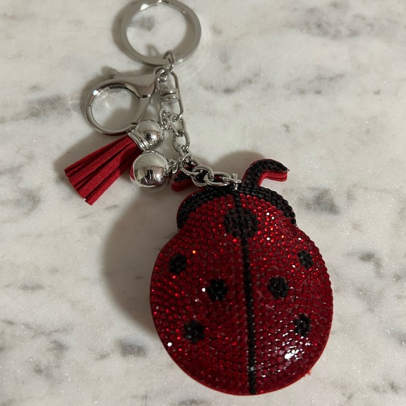 New Red Ladybug Keychain with Rhinestones - Picture 1 of 3